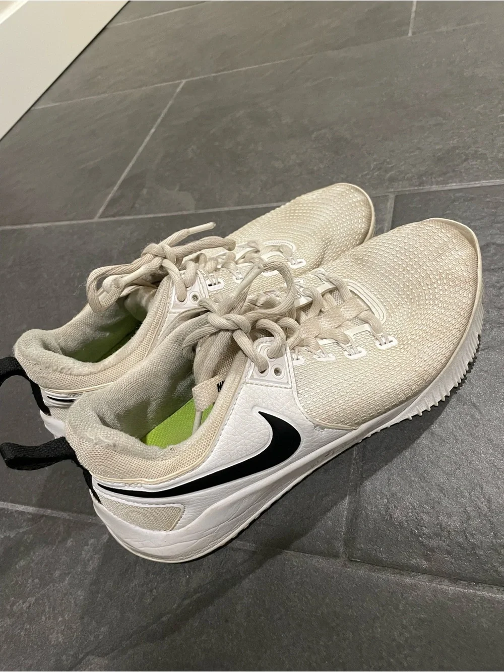 Nike White Trainers with Black Swoosh